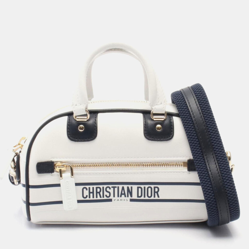 Christian Dior Vibe Mini White Navy Leather Handbag Christian Dior Vibe Mini White Navy Leather Handbag