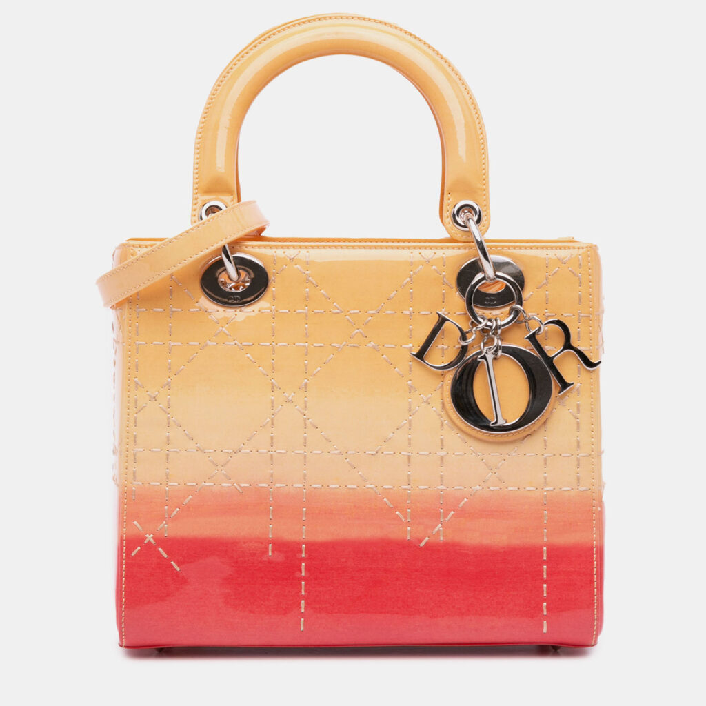 Dior Orange Medium Ombre Patent Cannage Lady Dior Dior Orange Medium Ombre Patent Cannage Lady Dior