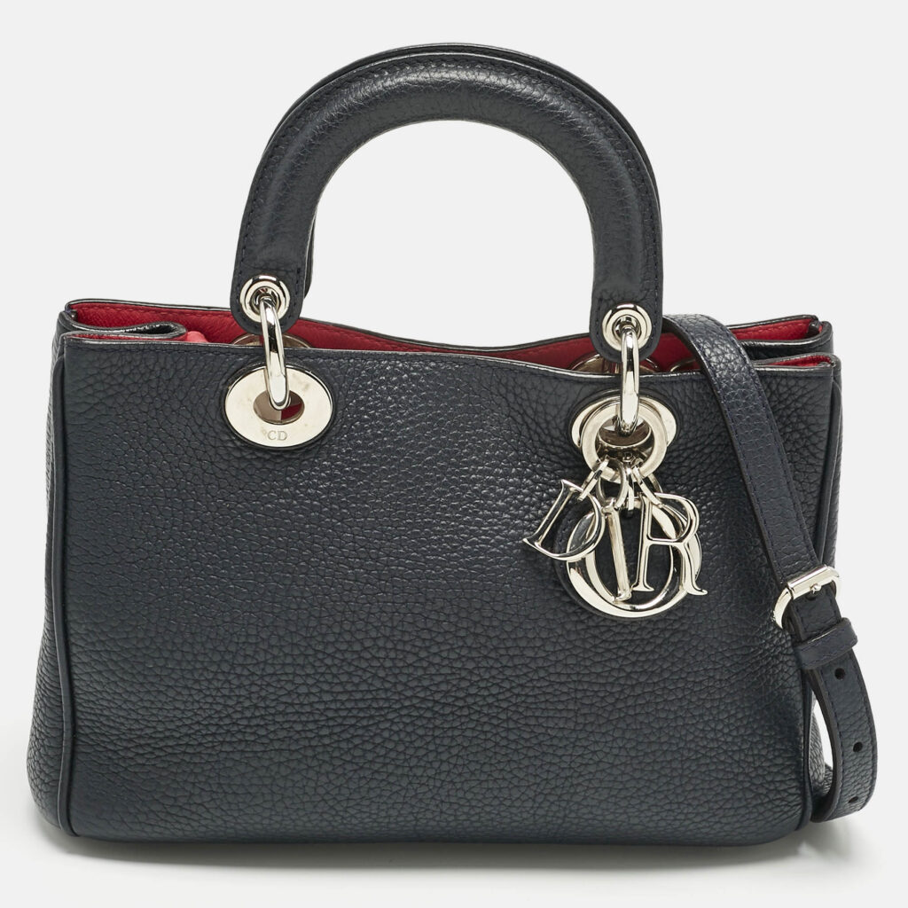 Dior Dark Blue Leather Mini Diorissimo Tote