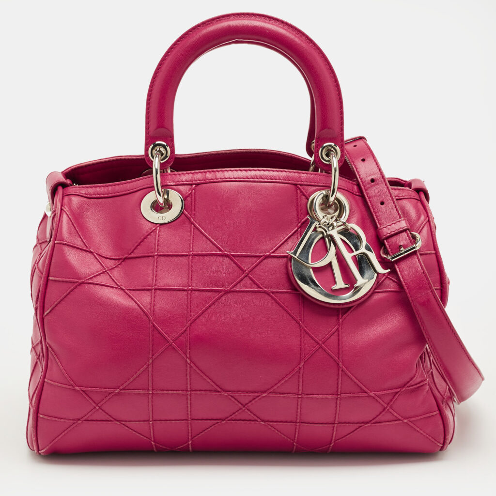 Dior Magenta Cannage Leather Granville Polochon Satchel Dior Magenta Cannage Leather Granville Polochon Satchel