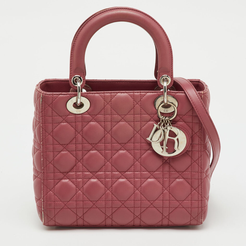 Dior Rose Pink Cannage Leather Medium Lady Dior Tote