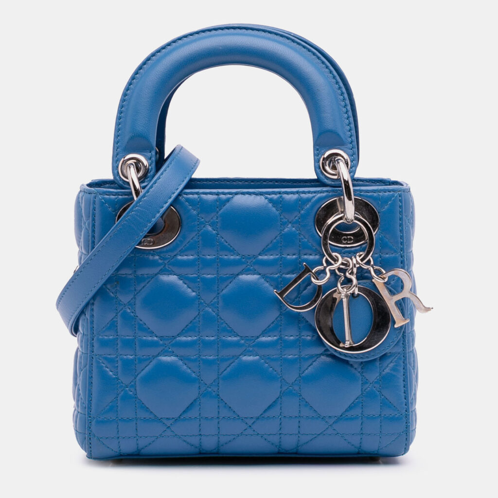 luxury-women-dior-used-handbags-p1217979-009-1.jpg Dior Blue Mini Lambskin Cannage Lady Dior