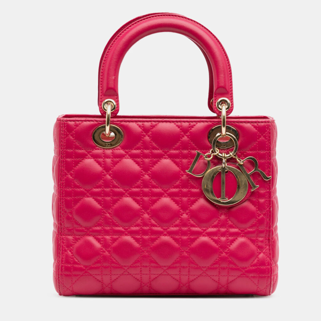 Dior Pink Medium Lambskin Cannage Lady Dior