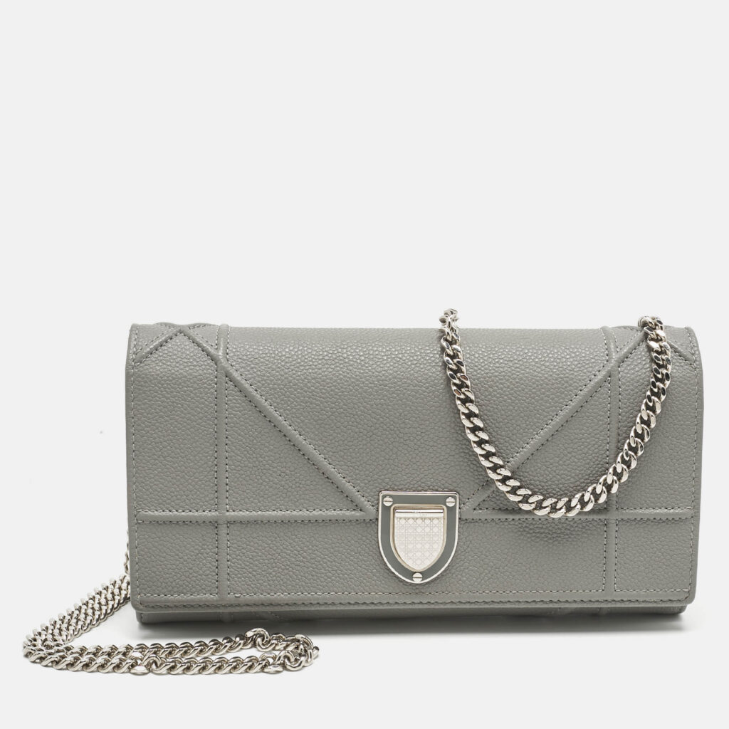 Dior Grey Leather Diorama Wallet on Chain Dior Grey Leather Diorama Wallet on Chain