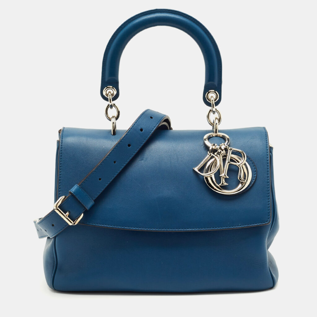 luxury-women-dior-used-handbags-p1218084-002.jpg Dior Blue Leather Small Be Dior Flap Top Handle Bag