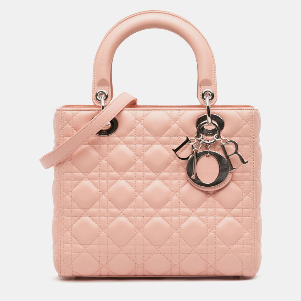 Dior Pink Medium Lambskin Cannage Lady Dior Dior Pink Medium Lambskin Cannage Lady Dior