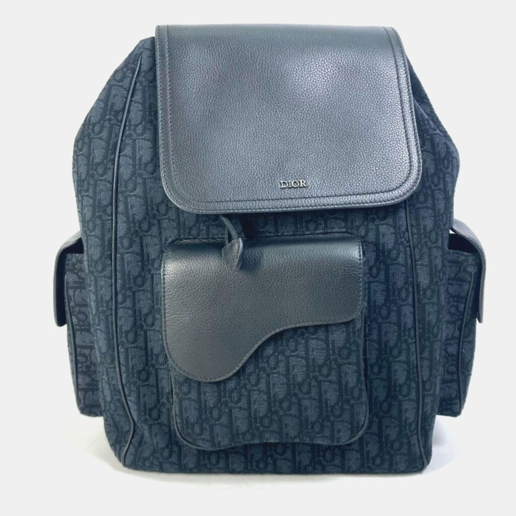 Christian Dior Dior Saddle Oblique Backpack Navy Canvas And Leather. Christian Dior Dior Saddle Oblique Backpack Navy Canvas And Leather.