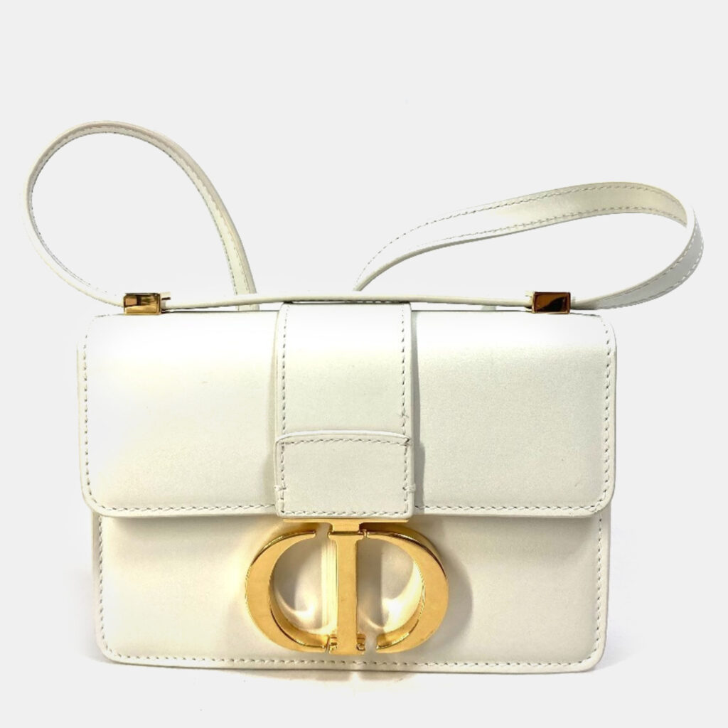 Christian Dior Montaigne 30 Pochette Pouch Shoulder Bag In White Leather