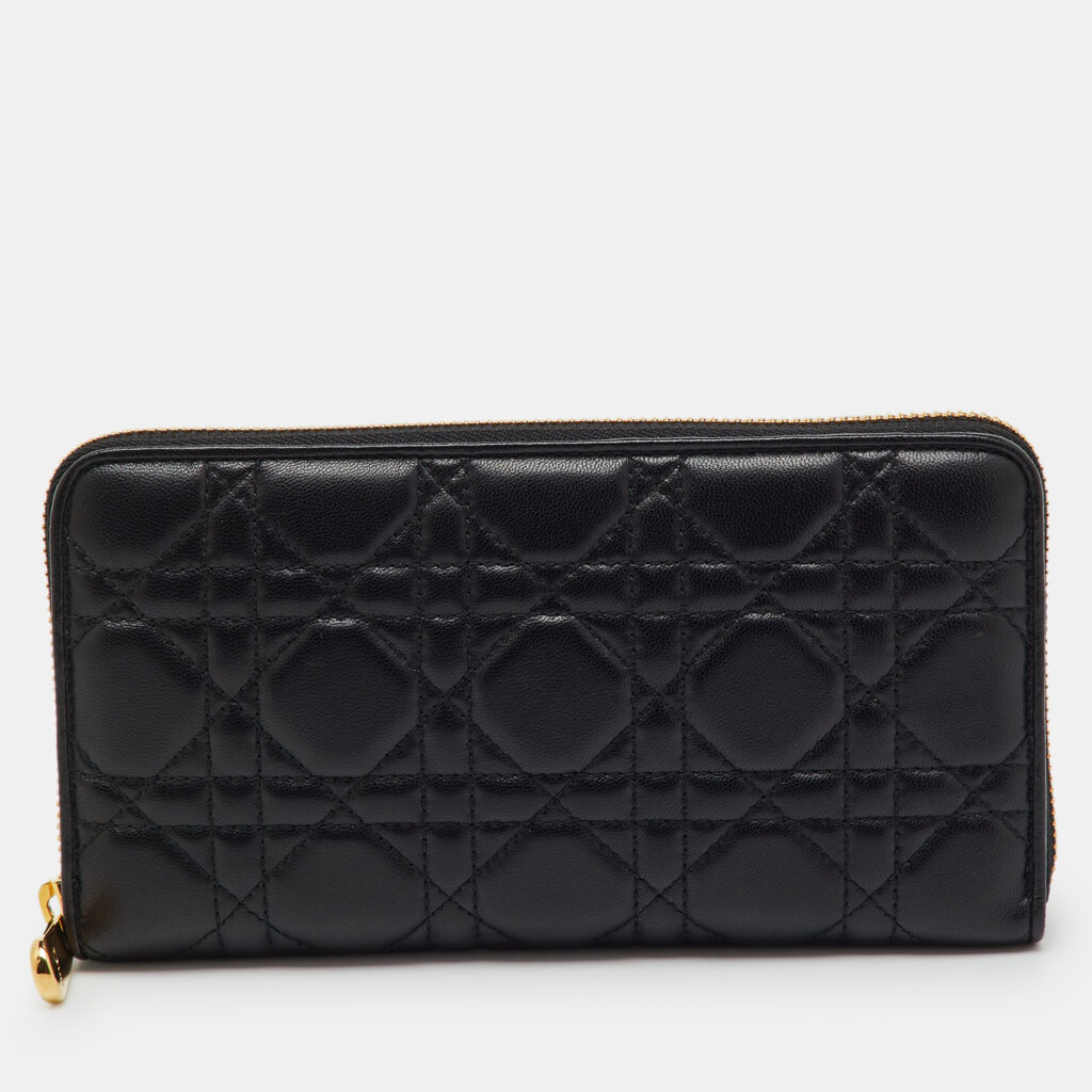 Dior Black Cannage Leather Lady Dior Zip Around Wallet Dior Black Cannage Leather Lady Dior Zip Around Wallet