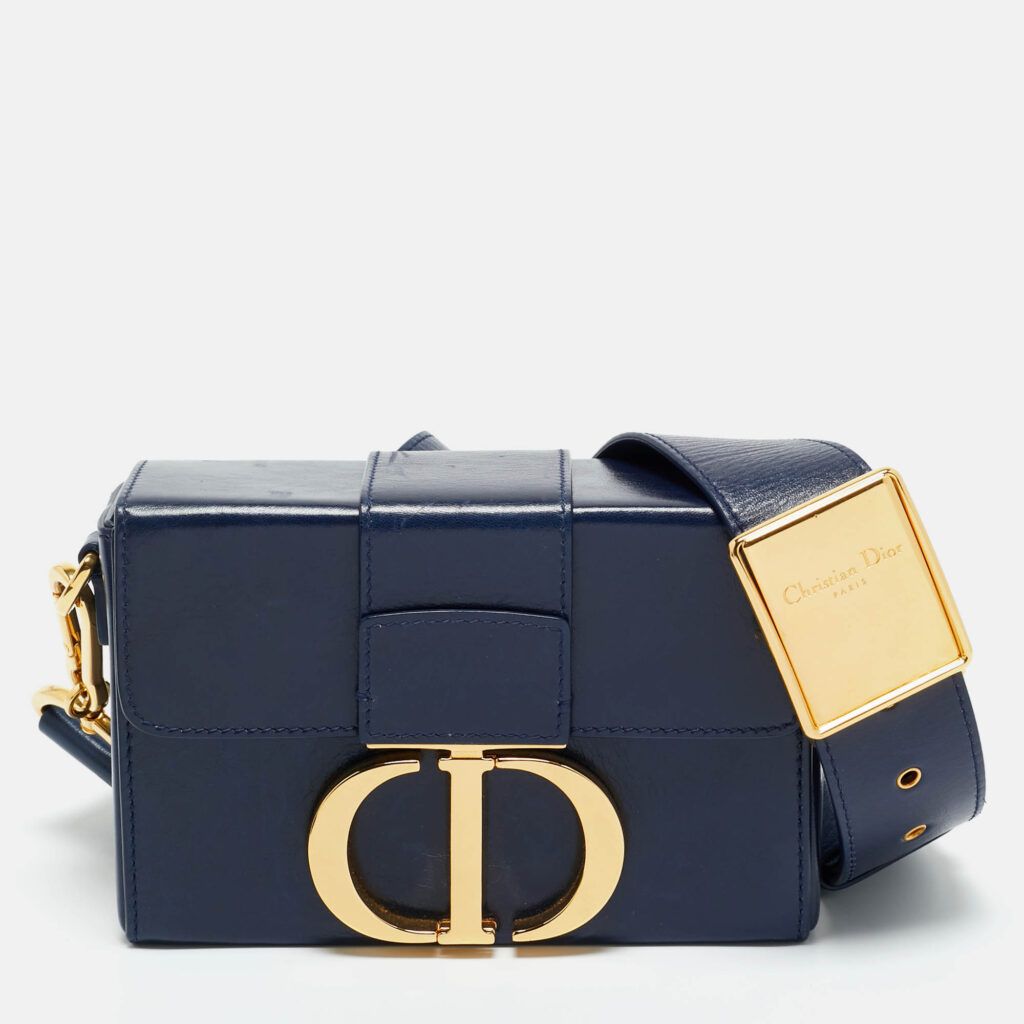 Dior Navy Blue Leather 30 Montaigne Box Bag Dior Navy Blue Leather 30 Montaigne Box Bag