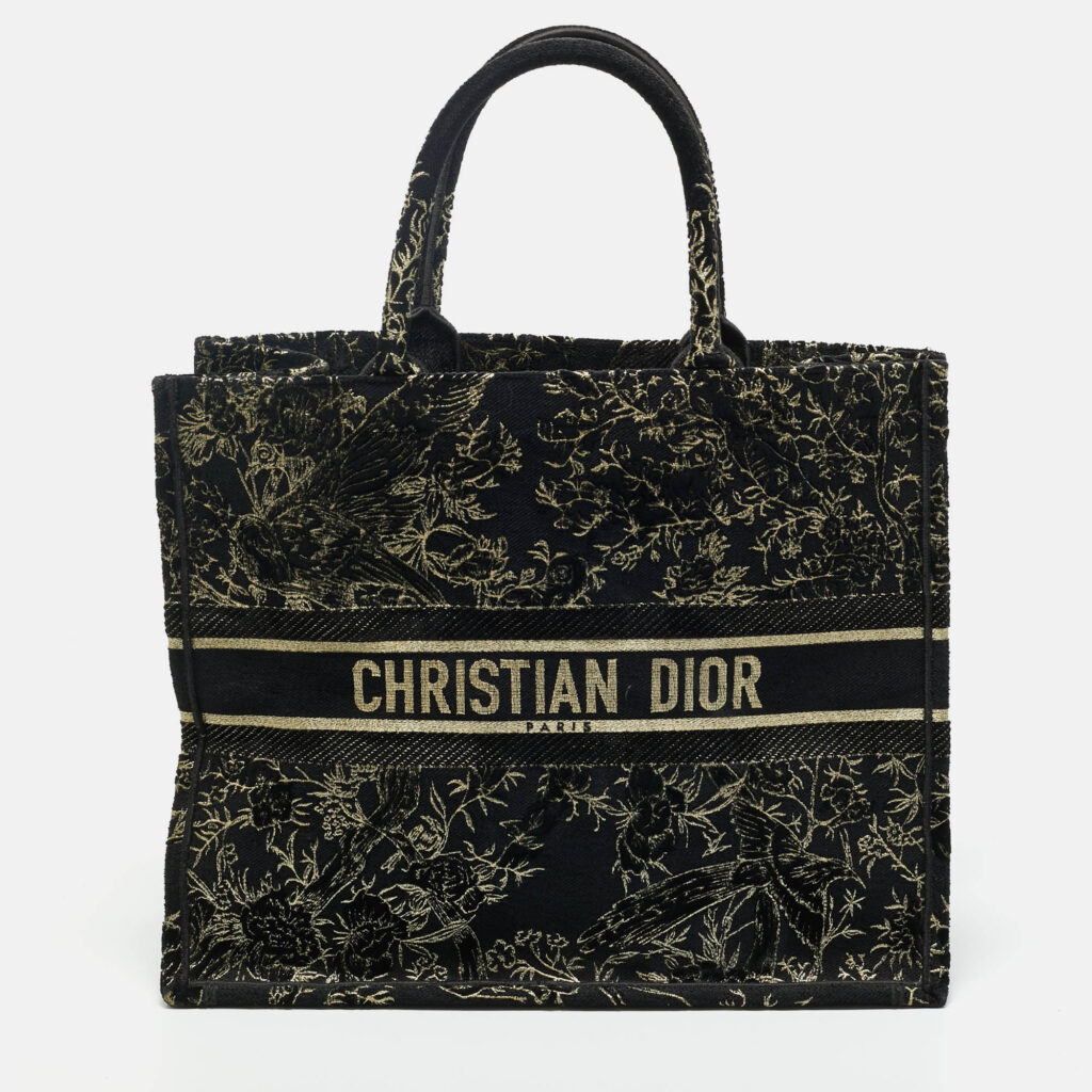 Dior Black/Gold Embroidered Canvas Large Jardin d'Hiver Book Tote Dior Black/Gold Embroidered Canvas Large Jardin d'Hiver Book Tote