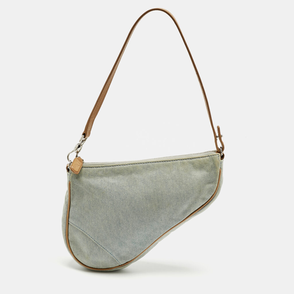 Dior Washed Blue Denim Mini Saddle Bag Dior Washed Blue Denim Mini Saddle Bag