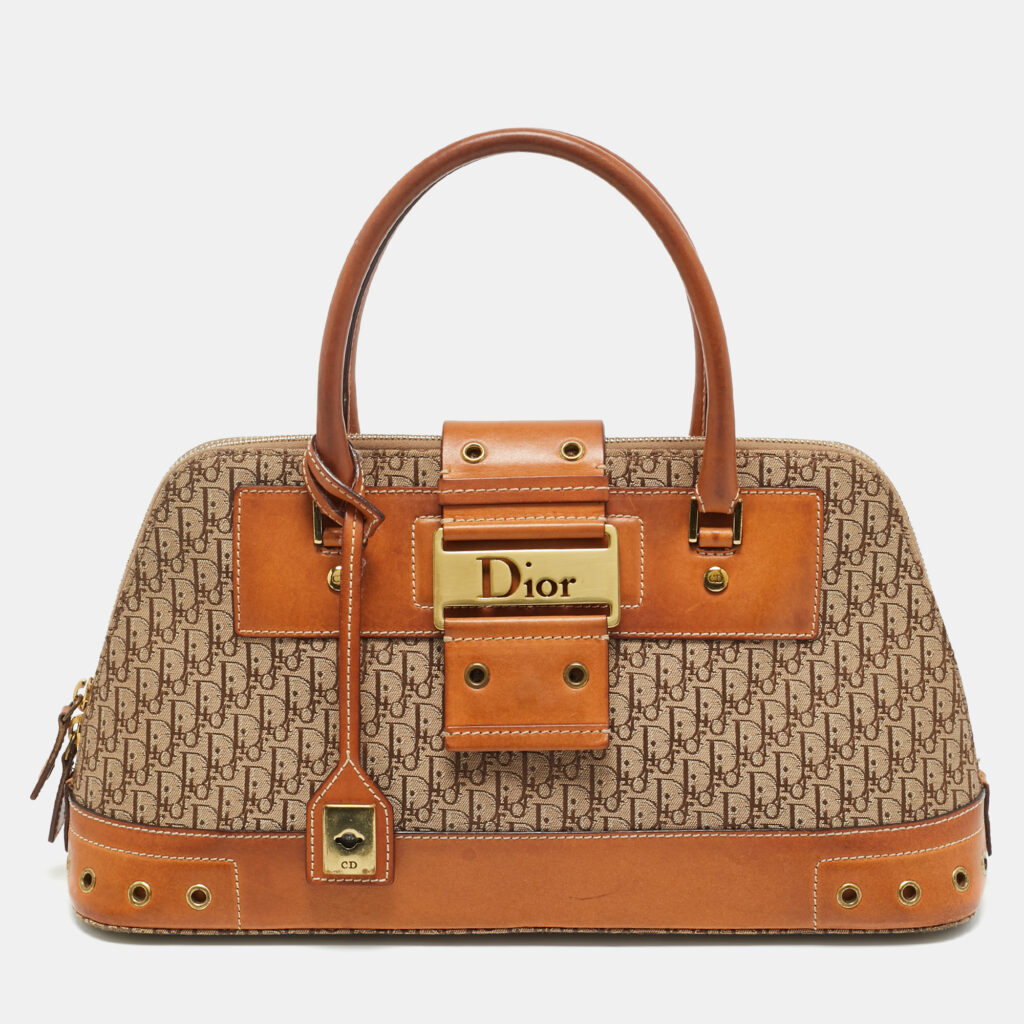 Dior Tan/Beige Oblique Canvas and Leather Street Chic Dome Bag