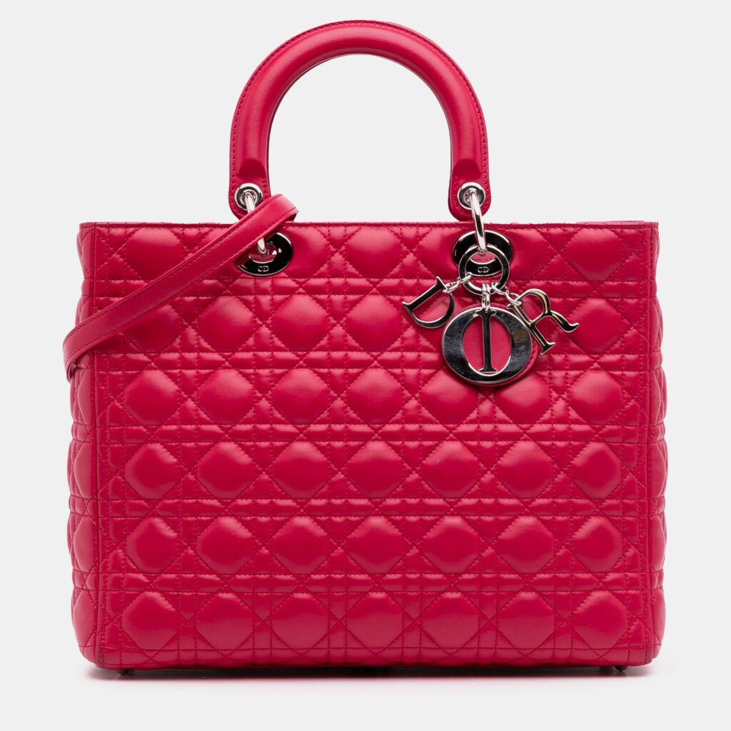 Dior Pink Large Lambskin Cannage Lady Dior