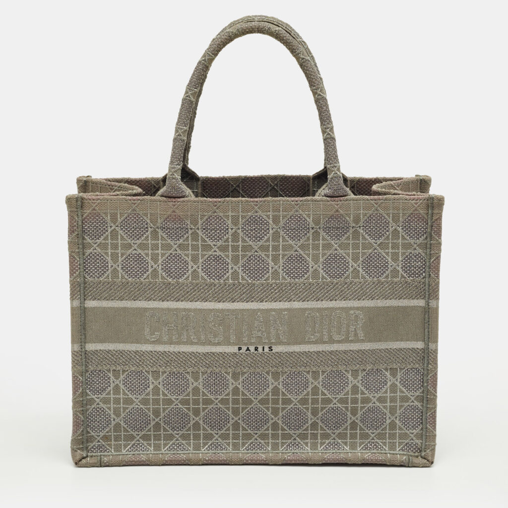 Dior Grey Embroidered Cannage Canvas Medium Book Tote Dior Grey Embroidered Cannage Canvas Medium Book Tote