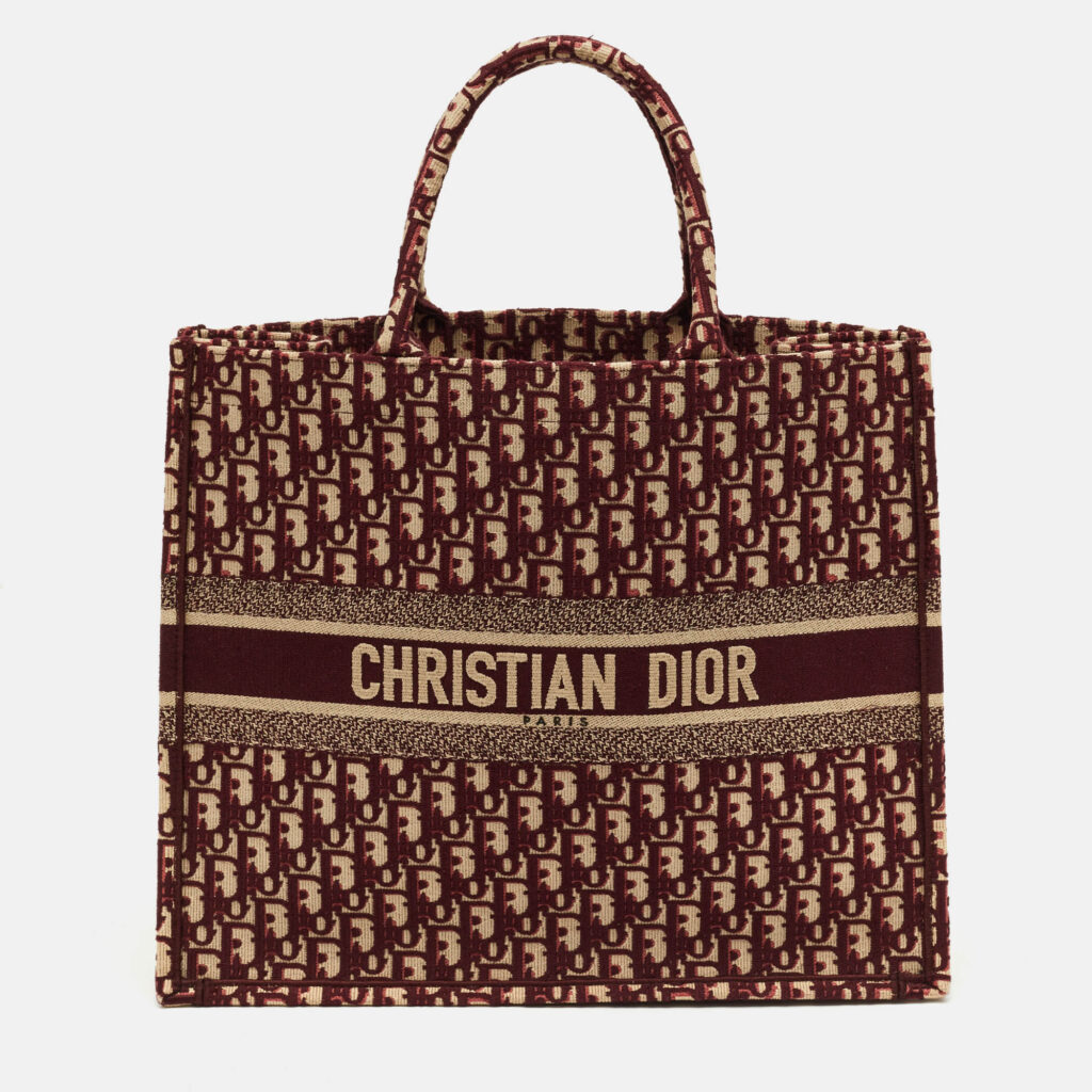 Dior Burgundy Oblique Embroidered Canvas Large Book Tote Dior Burgundy Oblique Embroidered Canvas Large Book Tote