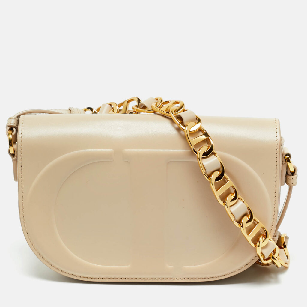 Dior Beige Leather CD Signature Flap Crossbody Bag Dior Beige Leather CD Signature Flap Crossbody Bag