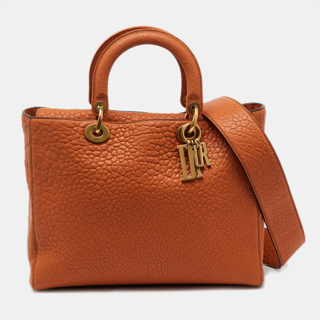 luxury-women-dior-used-handbags-p1223428-004.jpg Dior Orange Canyon Grained Leather Large Lady Dior Tote