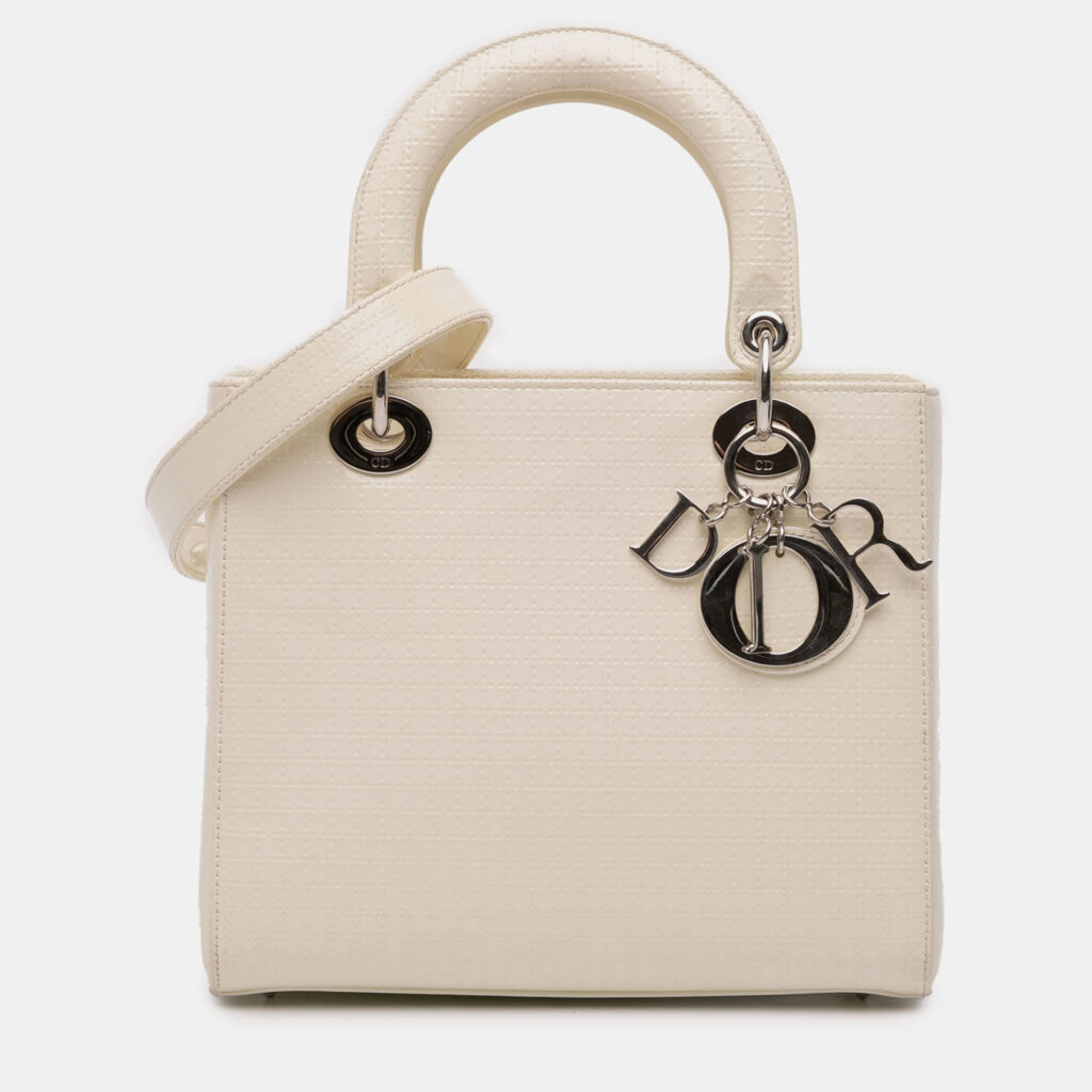 Dior White Medium Patent Microcannage Lady Dior Dior White Medium Patent Microcannage Lady Dior