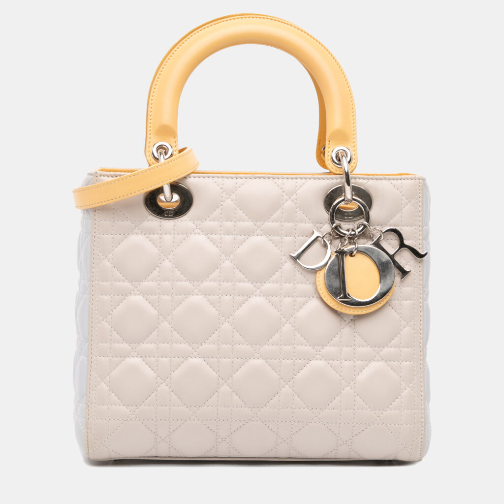 Dior Brown Medium Tricolor Lambskin Cannage Lady Dior