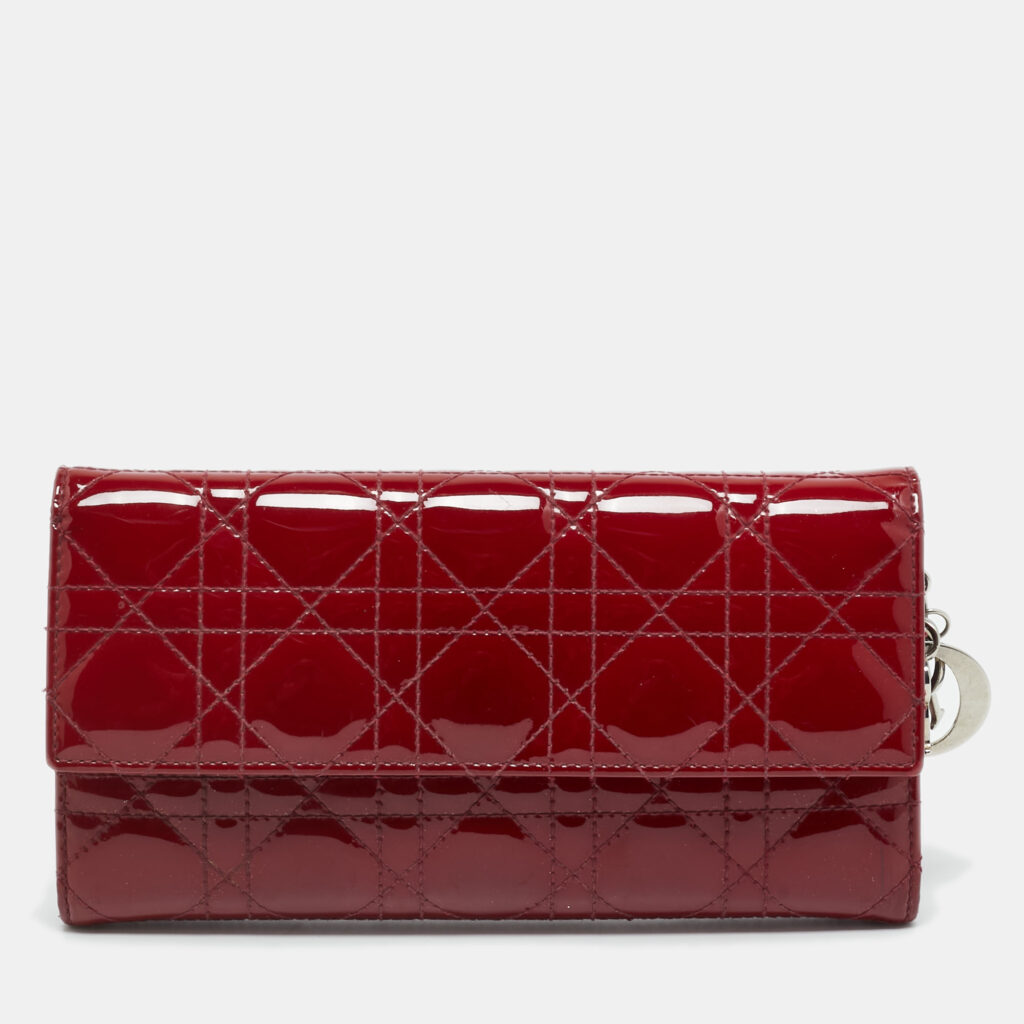 Dior Red Cannage Patent Leather Lady Dior Wallet On Chain Dior Red Cannage Patent Leather Lady Dior Wallet On Chain