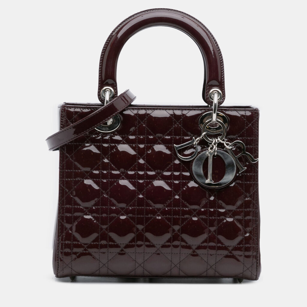 luxury-women-dior-used-handbags-p1224990-010.jpg Dior Purple Medium Patent Cannage Lady Dior