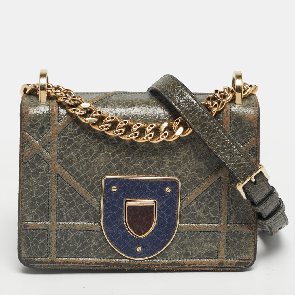 Dior Green Ceramic Effect Leather Diorama Club Shoulder Bag Dior Green Ceramic Effect Leather Diorama Club Shoulder Bag