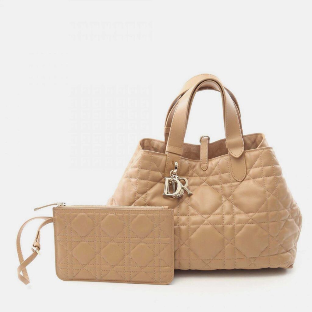 Christian Dior Toujours Medium Handbag Leather Beige