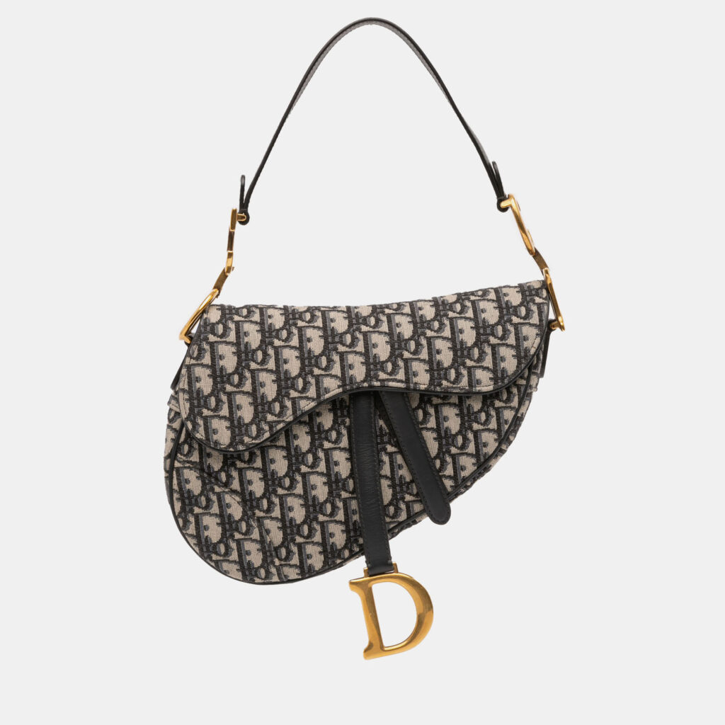 Dior Blue Oblique Canvas Saddle Bag Dior Blue Oblique Canvas Saddle Bag
