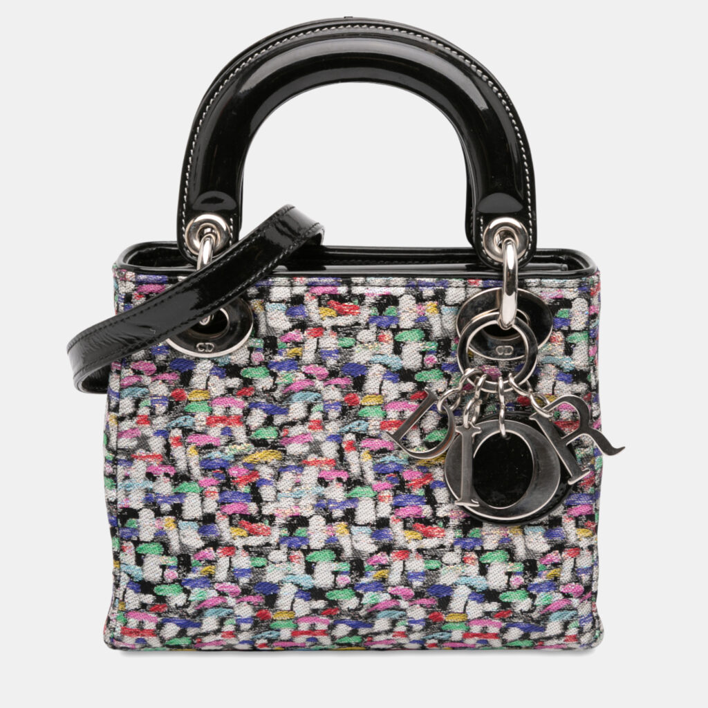 Dior Mini Multicolor Metallic Fabric and Patent Leather Lady Dior
