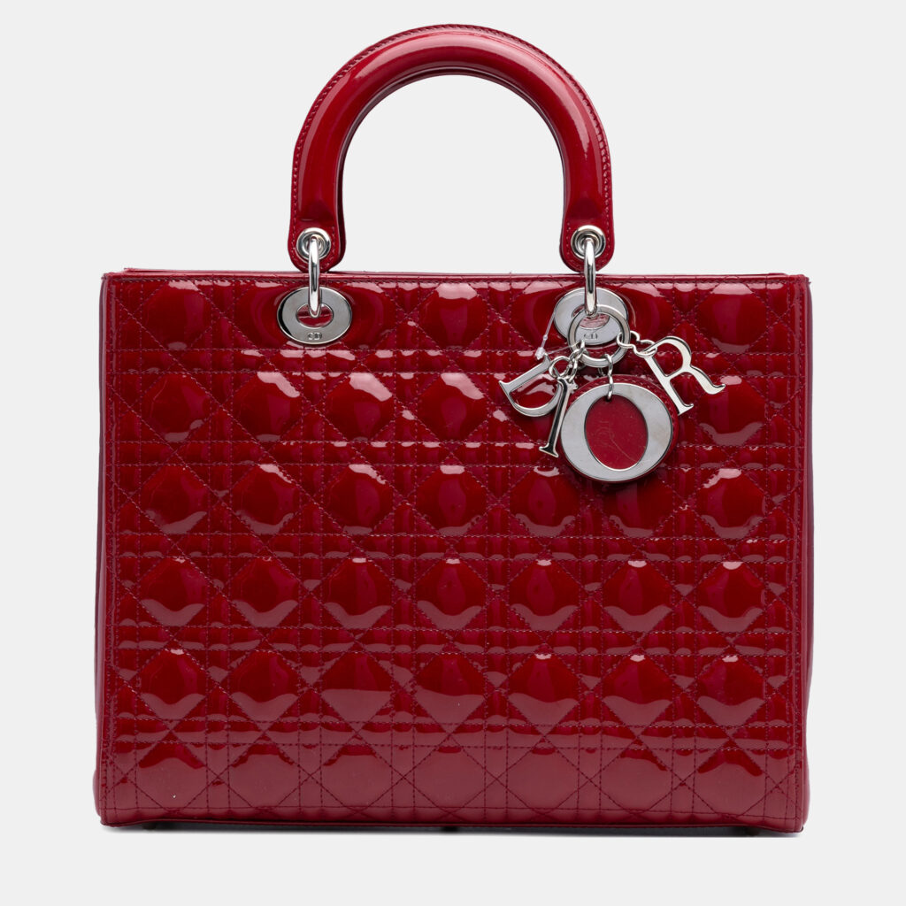 Dior Red Large Patent Cannage Lady Dior