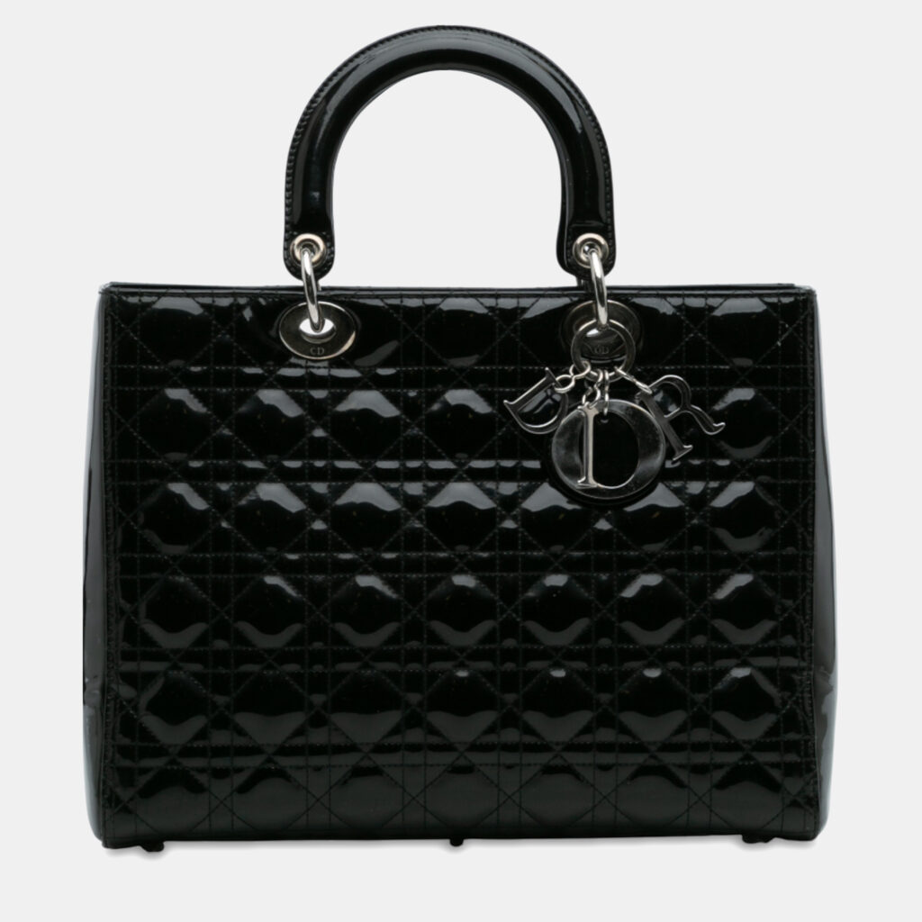 Dior Black Large Patent Cannage Lady Dior