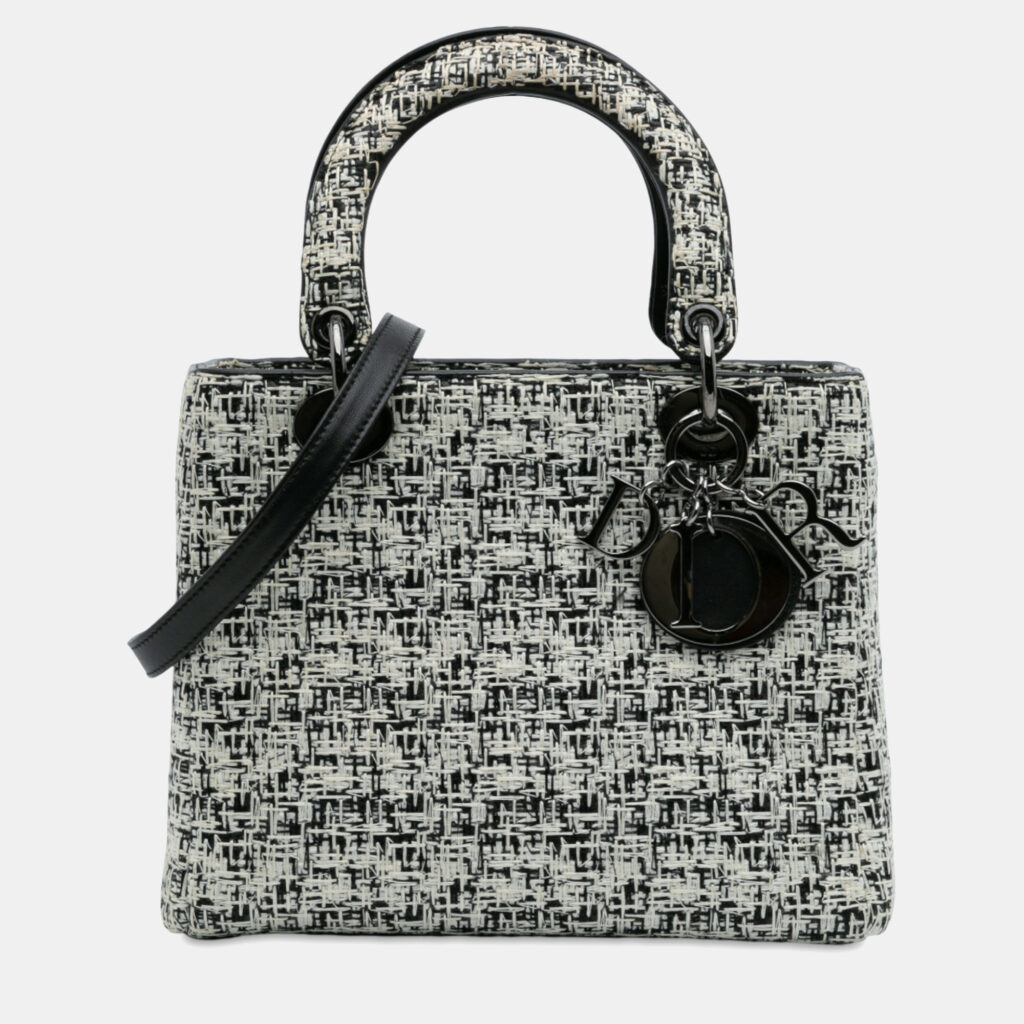 Dior White Medium Tweed Lady Dior Dior White Medium Tweed Lady Dior