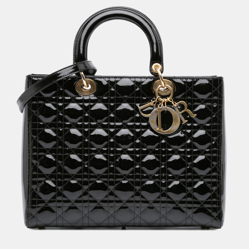 Dior Black Large Patent Cannage Lady Dior Dior Black Large Patent Cannage Lady Dior