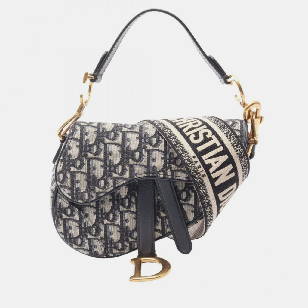 Christian Dior Dior Saddle Mini Oblique Handbag In Canvas And Leather Beige Blue Or Black Christian Dior Dior Saddle Mini Oblique Handbag In Canvas And Leather Beige Blue Or Black