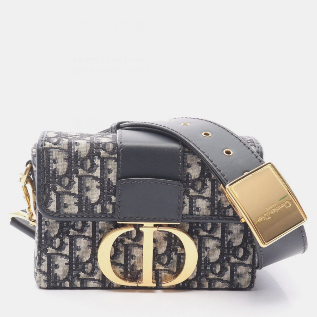 Christian Dior Dior 30 Montaigne Oblique Shoulder Bag Canvas And Leather Beige Navy Black Christian Dior Dior 30 Montaigne Oblique Shoulder Bag Canvas And Leather Beige Navy Black