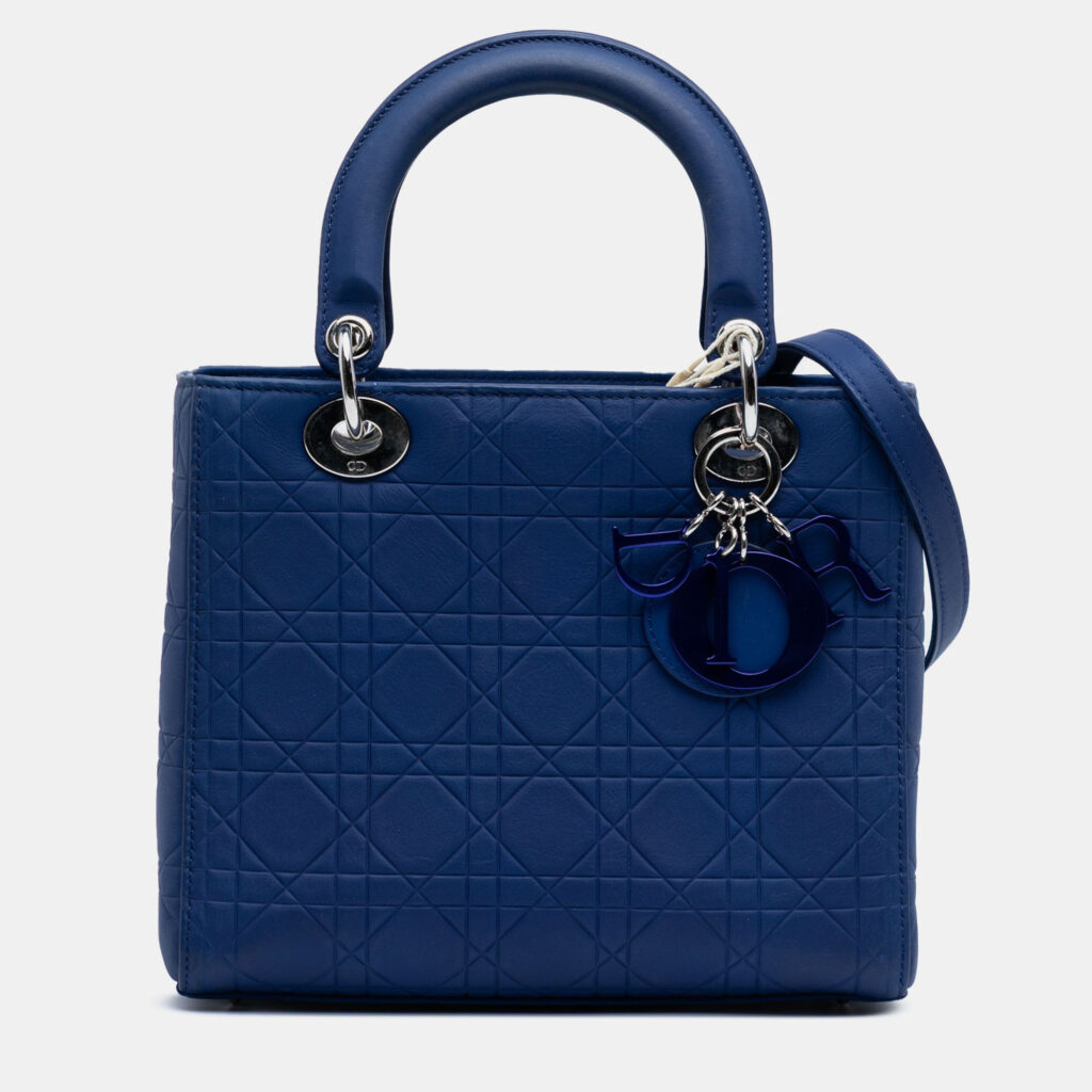 Dior Blue Medium Lambskin Cannage Lady Dior