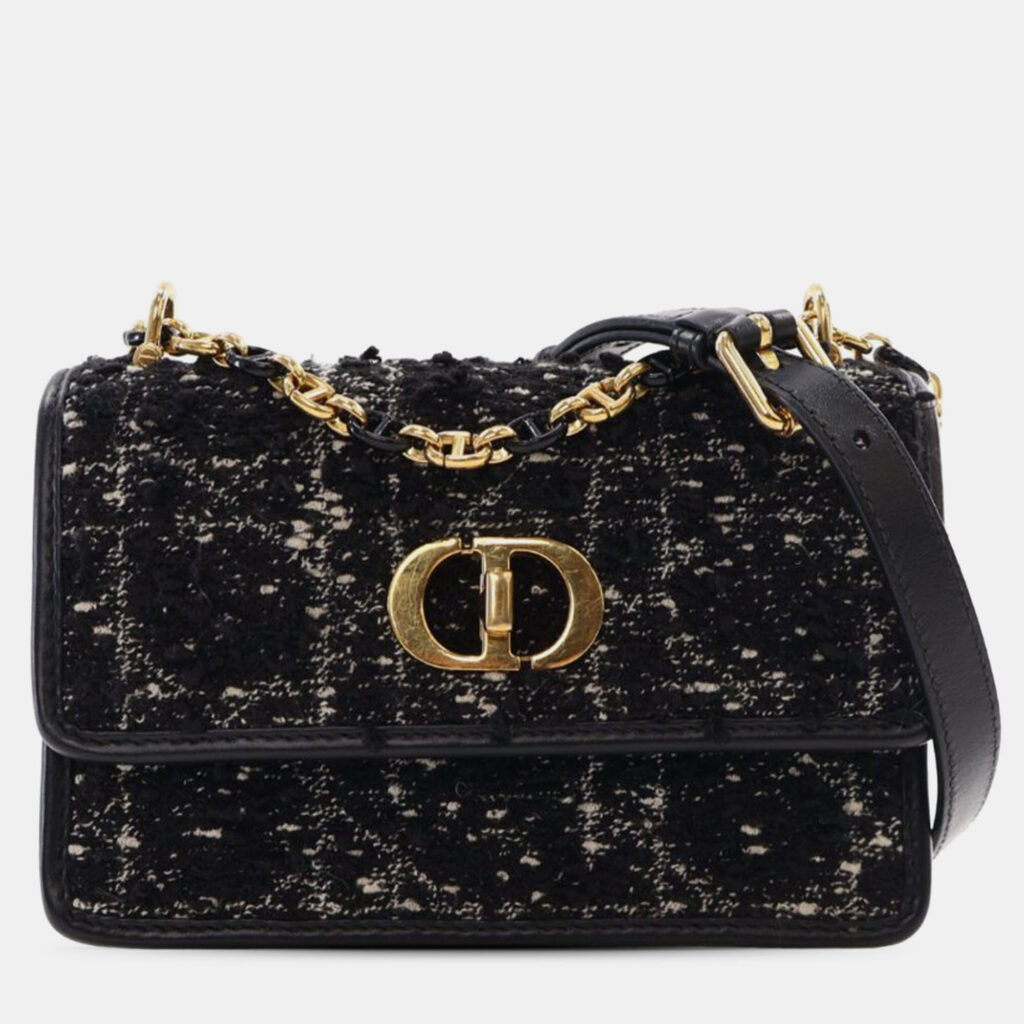 luxury-women-dior-used-handbags-p1229093-002-1.jpg Dior Black Mini Tweed Macrocannage Miss Caro Bag