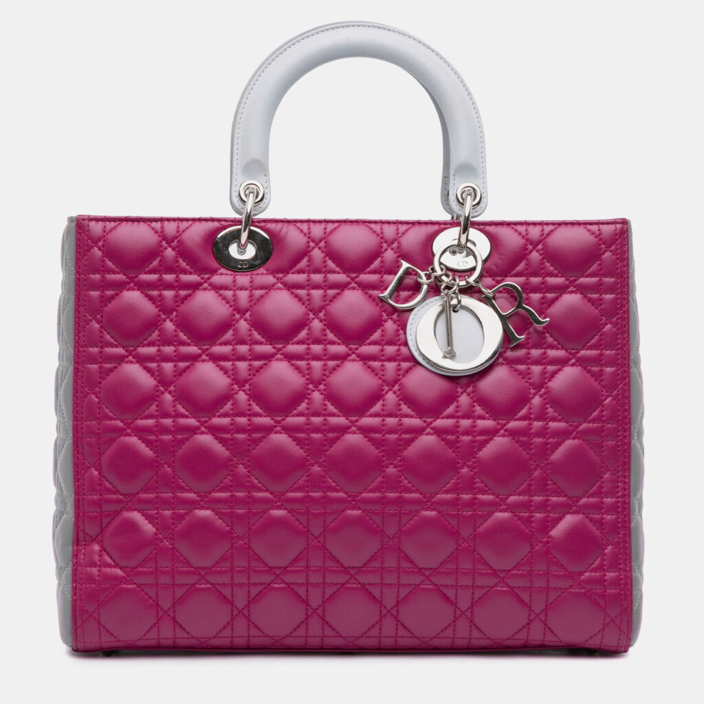 Dior Pink Large Bicolor Lambskin Cannage Lady Dior Dior Pink Large Bicolor Lambskin Cannage Lady Dior