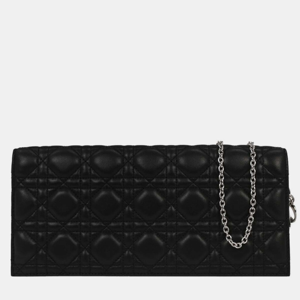 Christian Dior Black Lambskin Lady Dior Cannage Shoulder