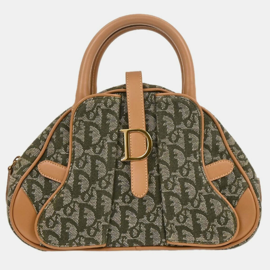 luxury-women-dior-used-handbags-p1229555-008.jpg Christian Dior Green Double Saddle Trotter Handbag