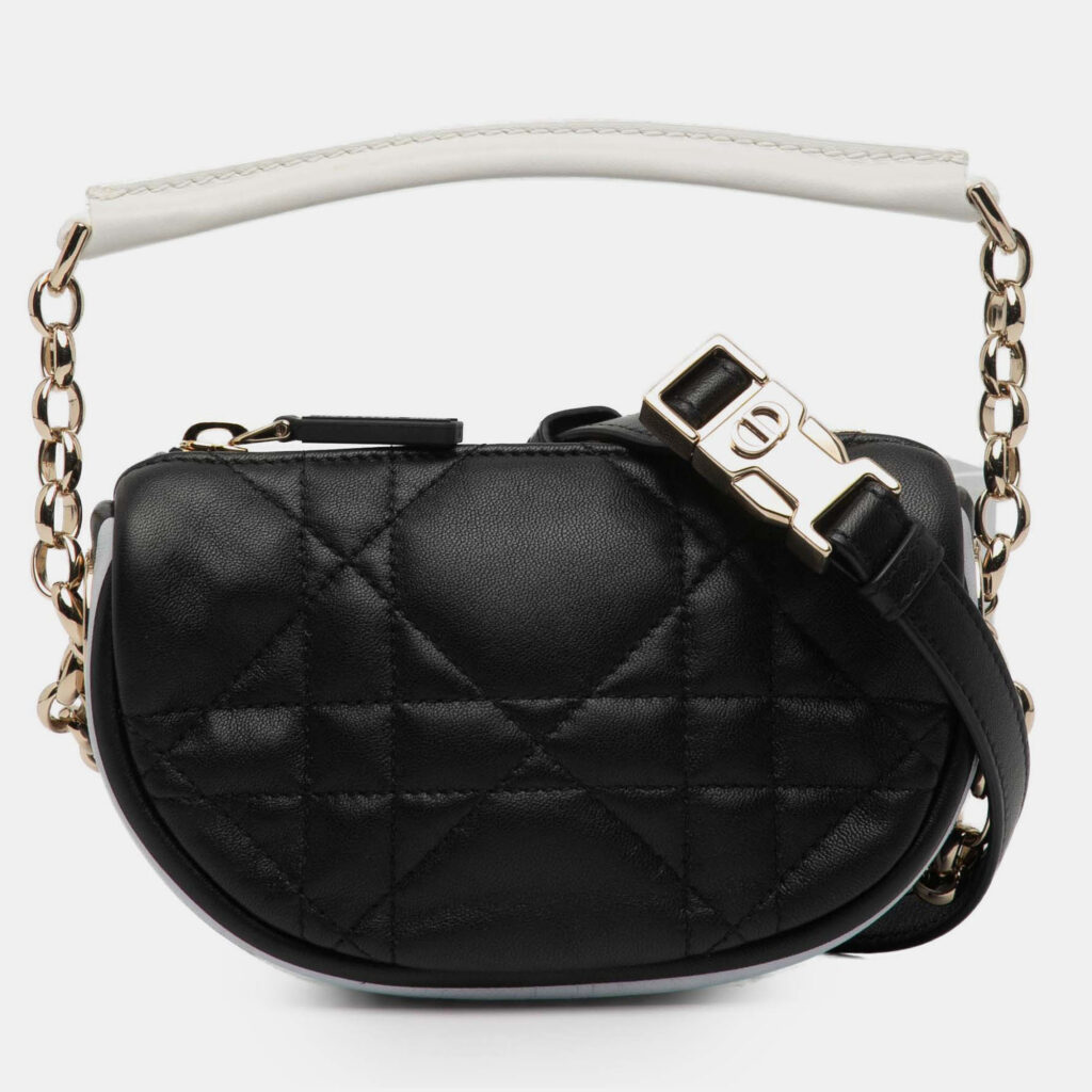 Dior Black Micro Lambskin Cannage Dior Vibe Satchel