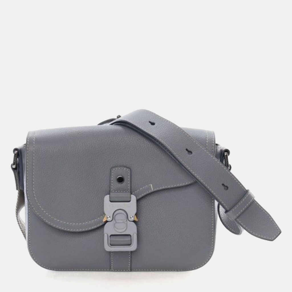 Dior Small Grey Calfskin Saddle Messenger Bag Dior Small Grey Calfskin Saddle Messenger Bag