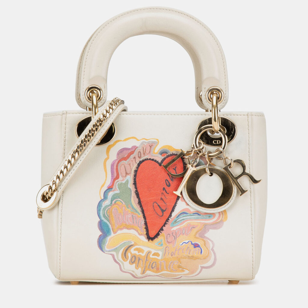 Dior Niki De Saint Phalle Dioramour Lady Dior Mini Calfskin Leather Top Handle Bag
