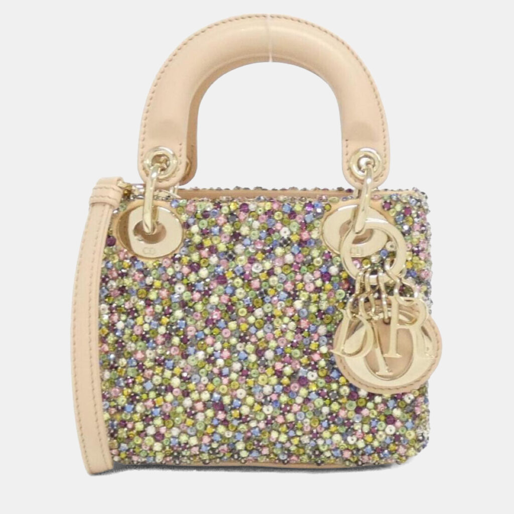 Christian Dior Lady Micro Multicolor Leather Rhinestone Shoulder Bag Christian Dior Lady Micro Multicolor Leather Rhinestone Shoulder Bag