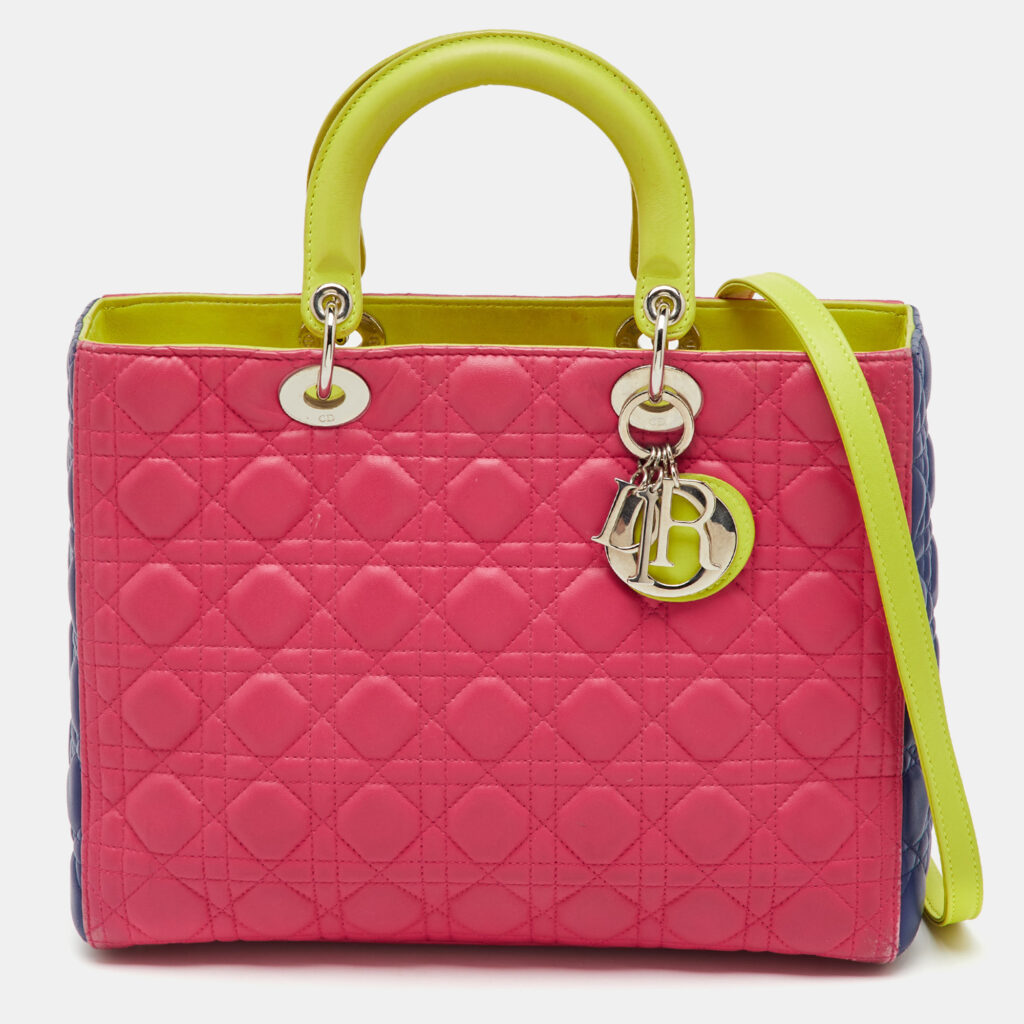 Dior Multicolor Cannage Leather Large Lady Dior Tote Dior Multicolor Cannage Leather Large Lady Dior Tote