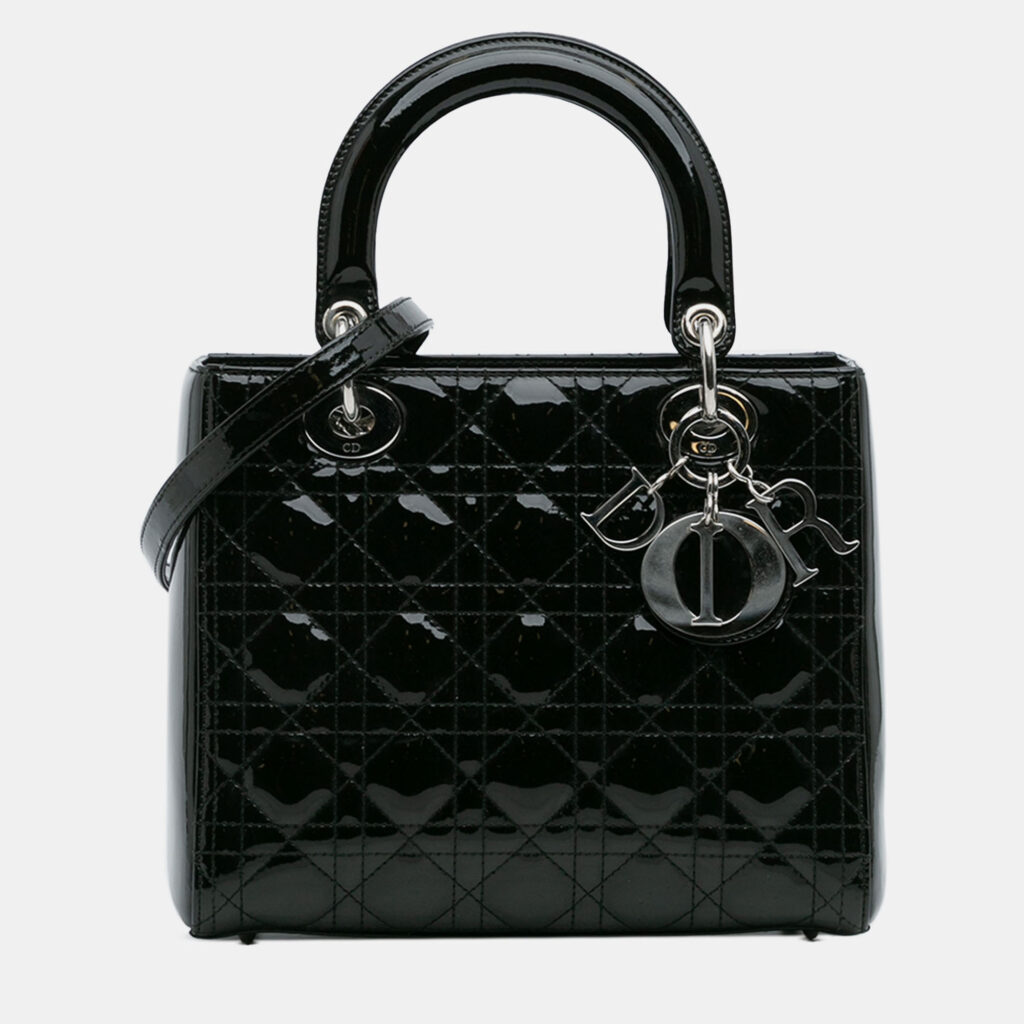Dior Black Medium Patent Cannage Lady Dior