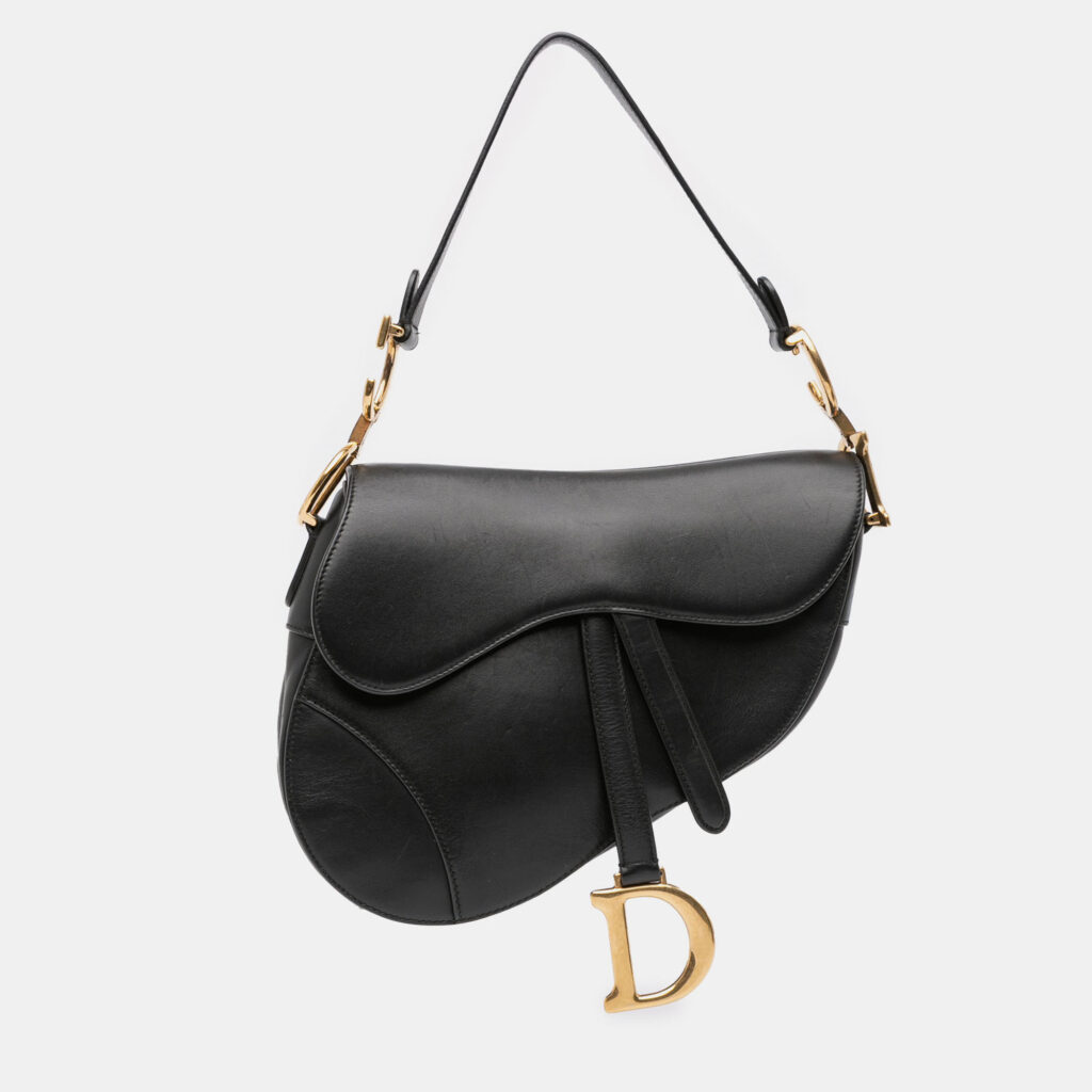 Dior Black Smooth Calfskin Saddle Bag