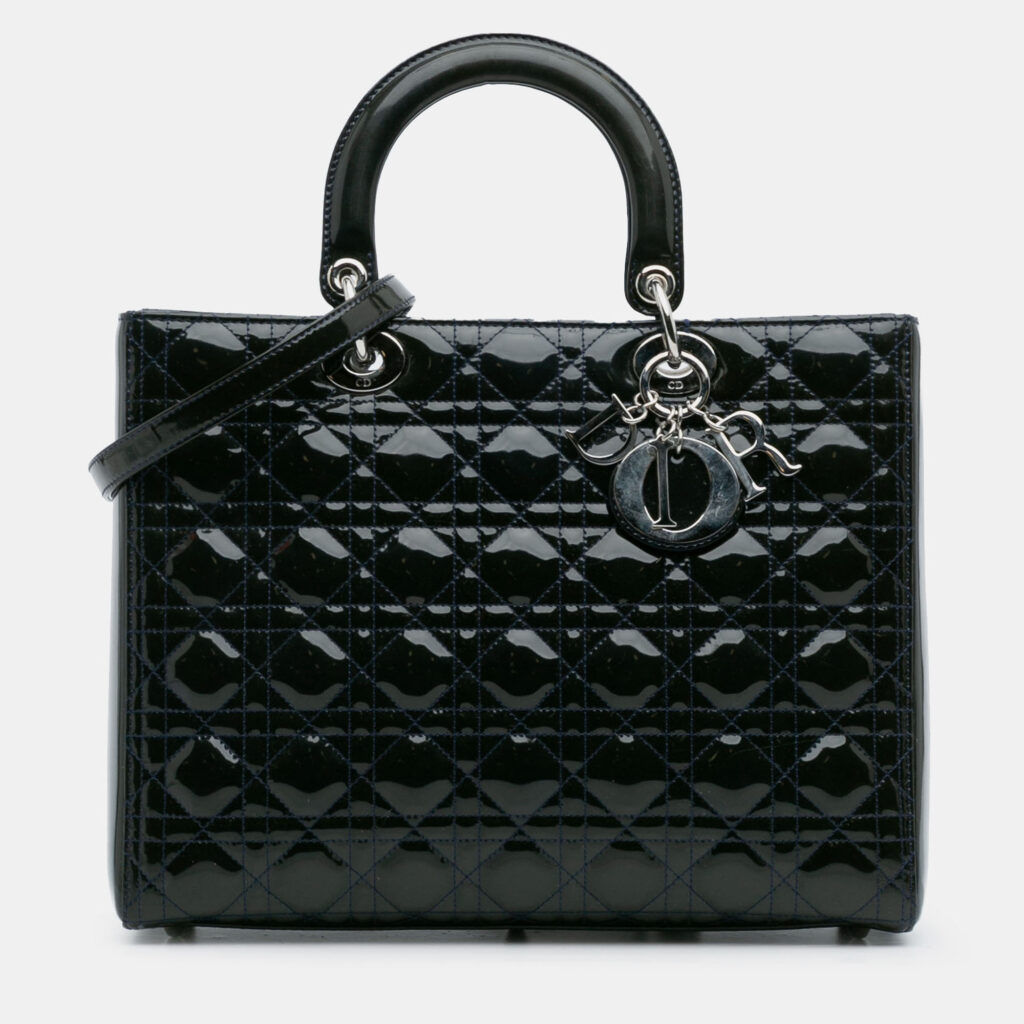 Dior Green Large Patent Cannage Lady Dior