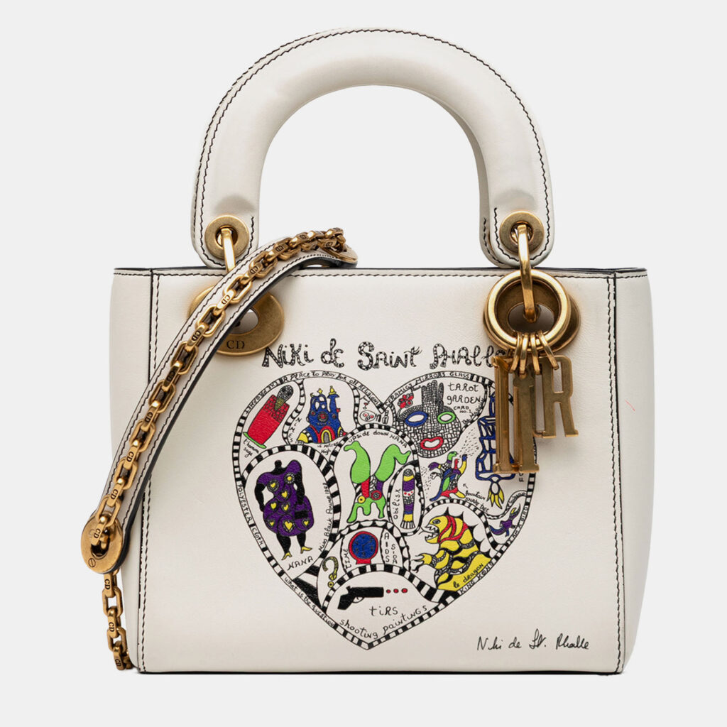 Dior White Niki de Saint Phalle Mini Calfskin Lady Dior